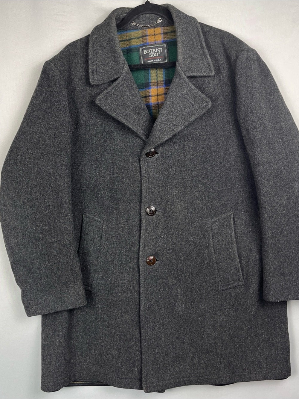 Botany 500 Men's Charcoal Gray Wool Pea Coat